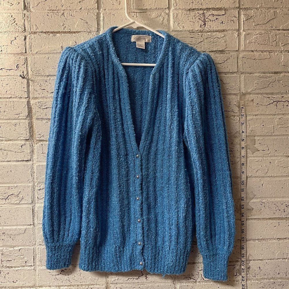 Vintage Lauren Grey Blue button front cardigan Medium